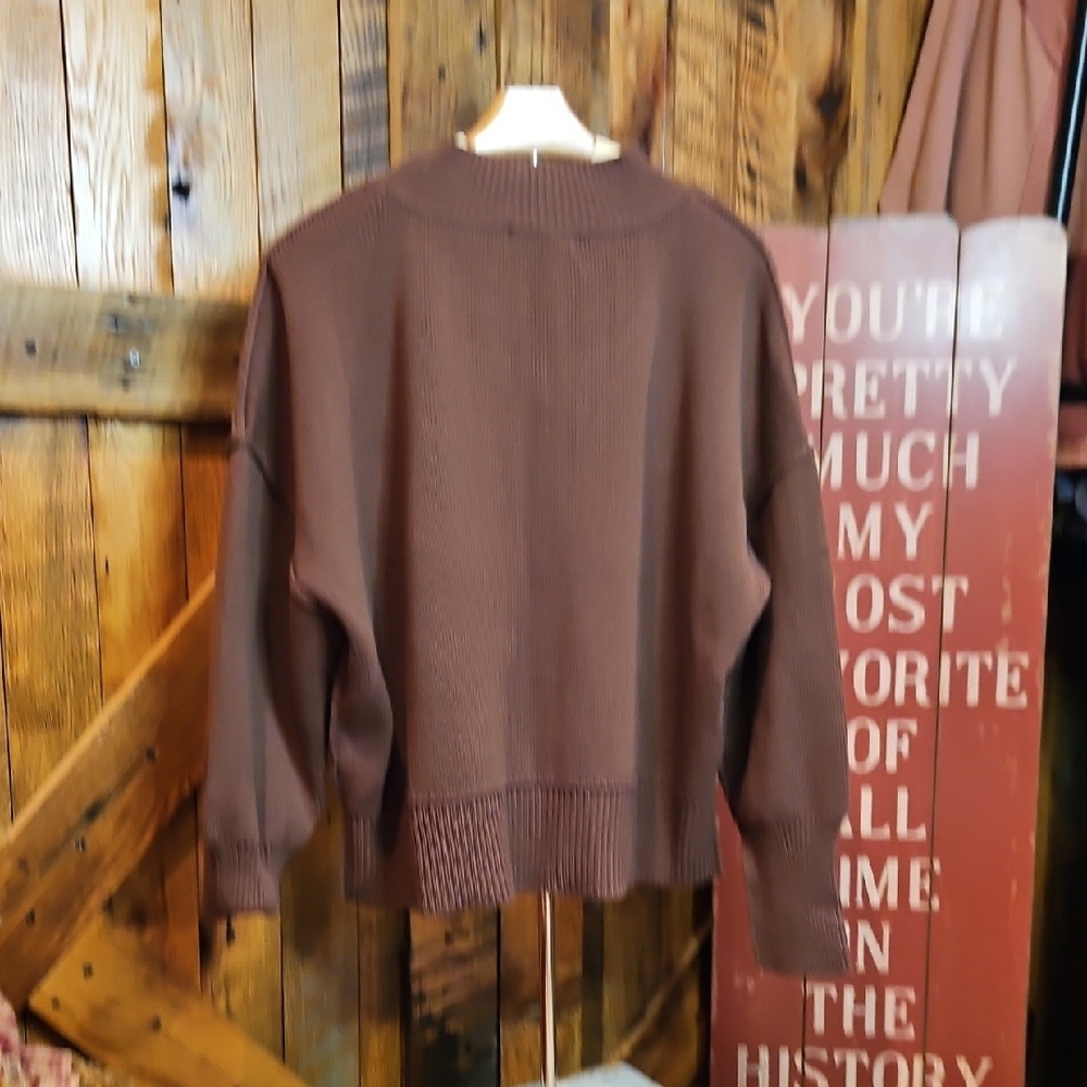 216 Zenana Cozy Brown Sweater - Picture 7 of 7